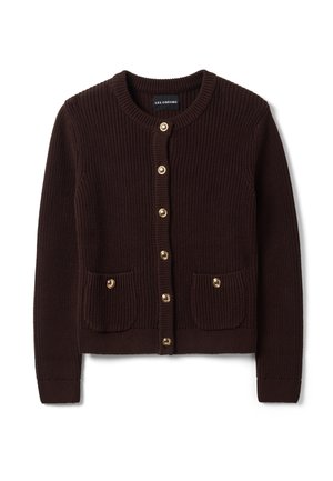 Les Copains, CREW-NECK KNIT CARDIGAN - Chaqueta de punto - chocolate brown