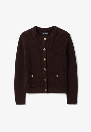 Les Copains, CREW-NECK KNIT CARDIGAN - Cardigan - chocolate brown