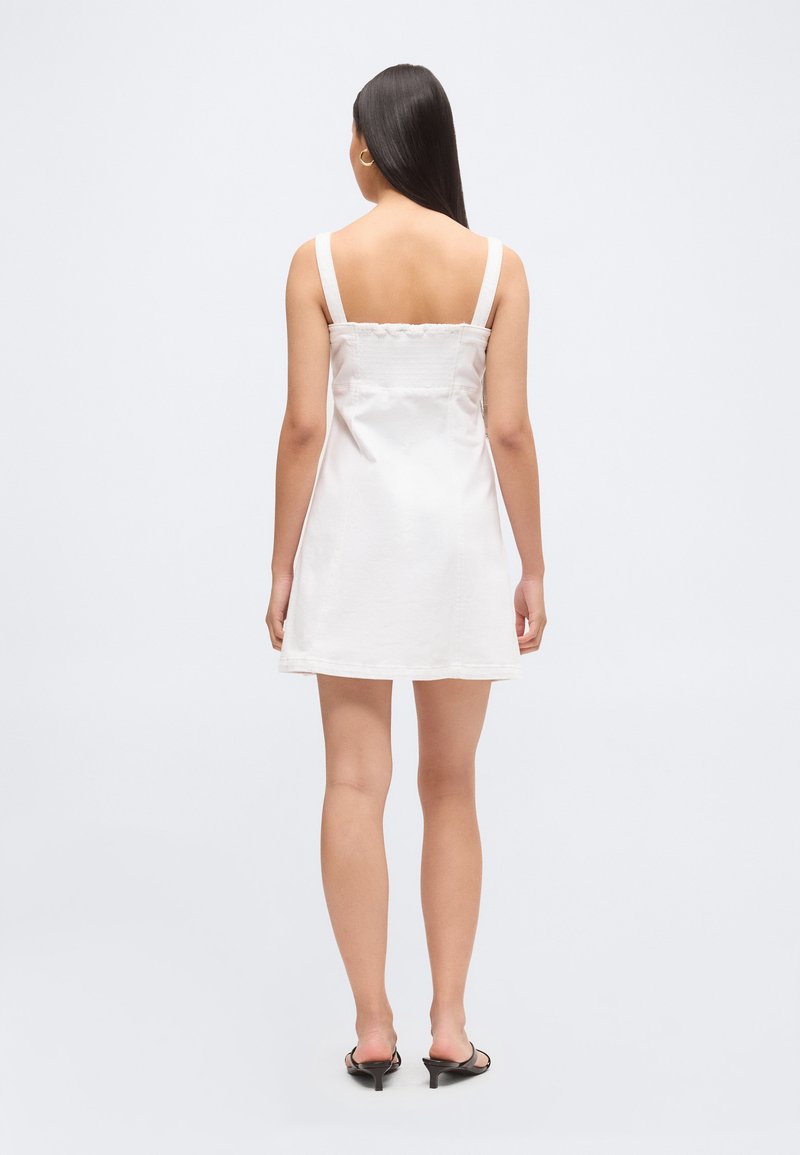 gap white denim dress Women's Denim Tie-Belt Midi Dress by Gap Fresh White Petite Size XS