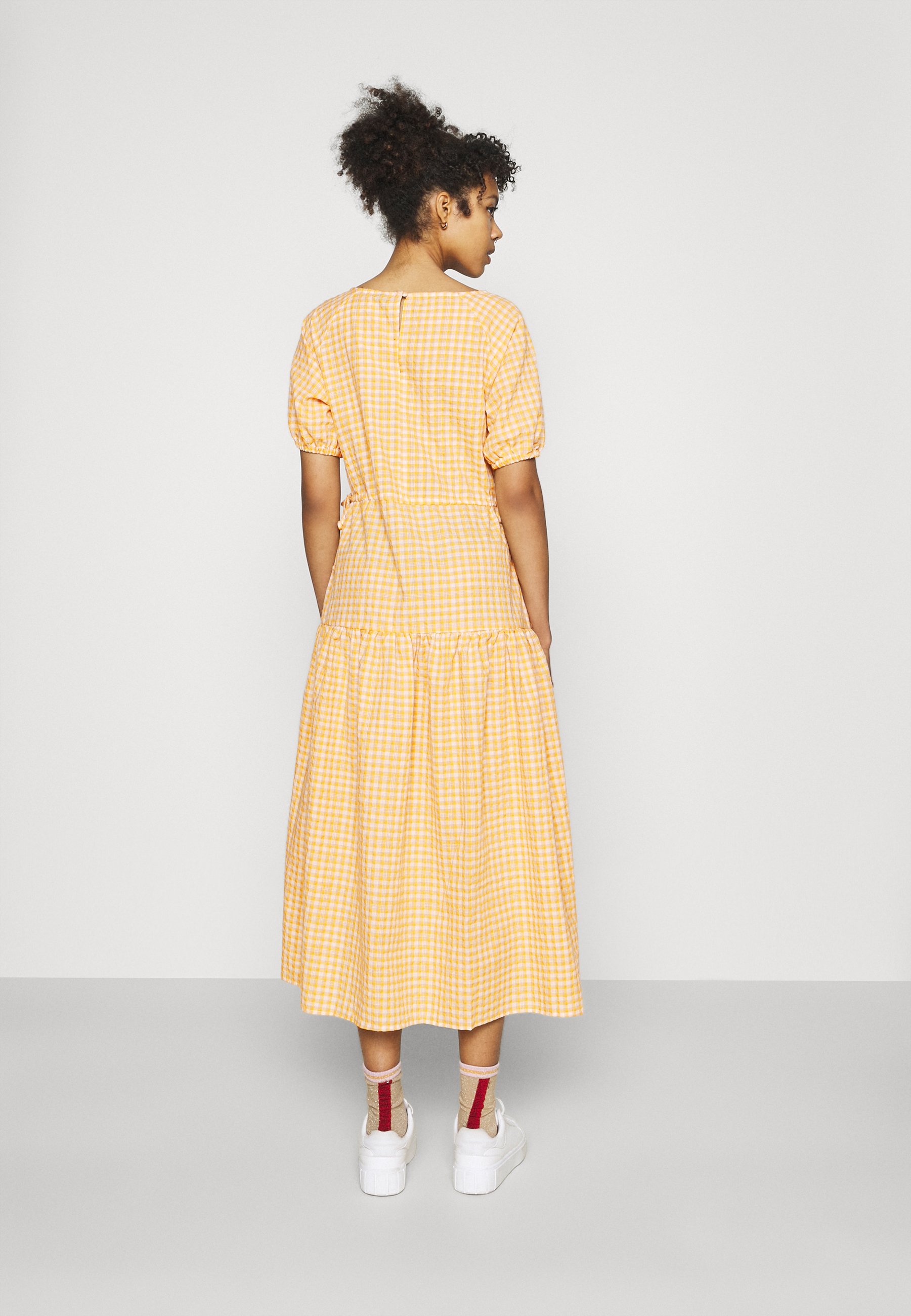 tan gingham dress