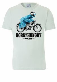 LOGOSHIRT SESAMSTRASSE - KRÜMELMONSTER - MOTORRAD print - weiß T-Shirt