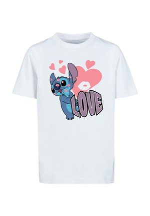 LILO AND STITCH - LOVE HEARTS  - Print T-shirt - white