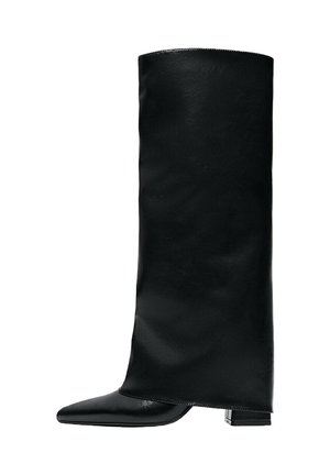 Bershka, FOLD-OVER HIGH-HEEL - BOOTS - Bottes - black