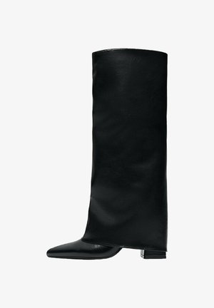 Bershka, FOLD-OVER HIGH-HEEL - BOOTS - Bottes - black