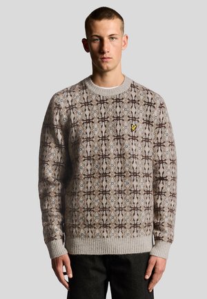 BRUSHED INTARSIA CREW NECK - Pulover - light grey marl