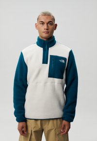 The North Face M YUMIORI 1/4 ZIP - Fleecetröja - white dune/midnight petrol/mallard blue