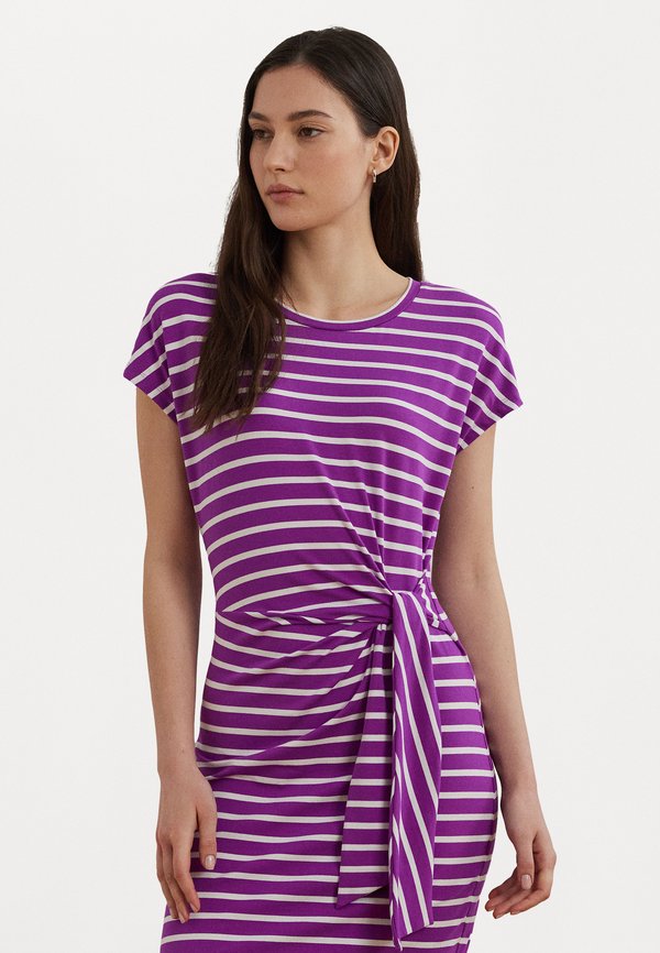 Striped Tie Front Jersey Dress - Jersey dress