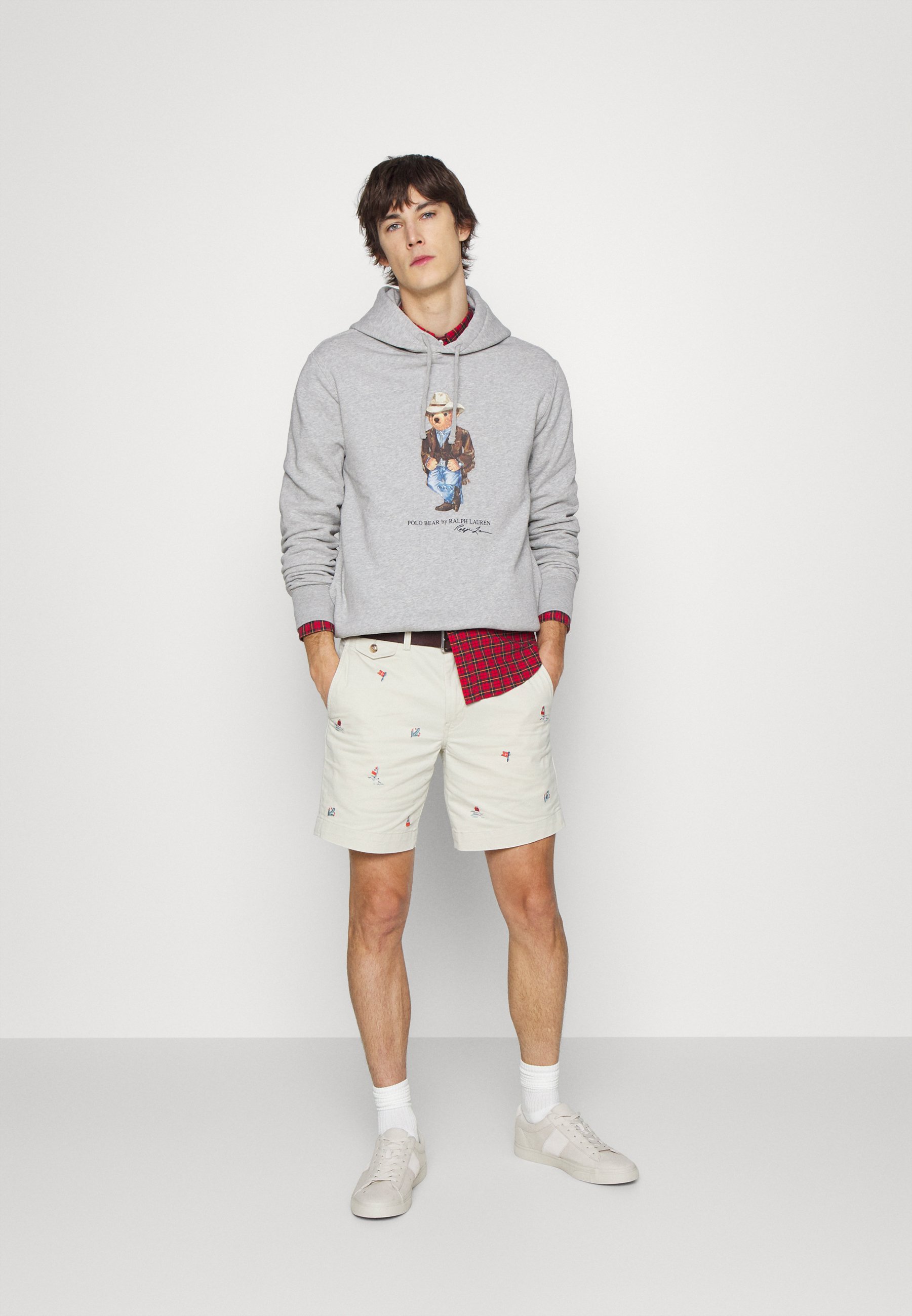 polo bear fleece hoodie white
