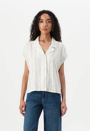 SHIRT WITH LAPEL - Button-down blouse - white/olive