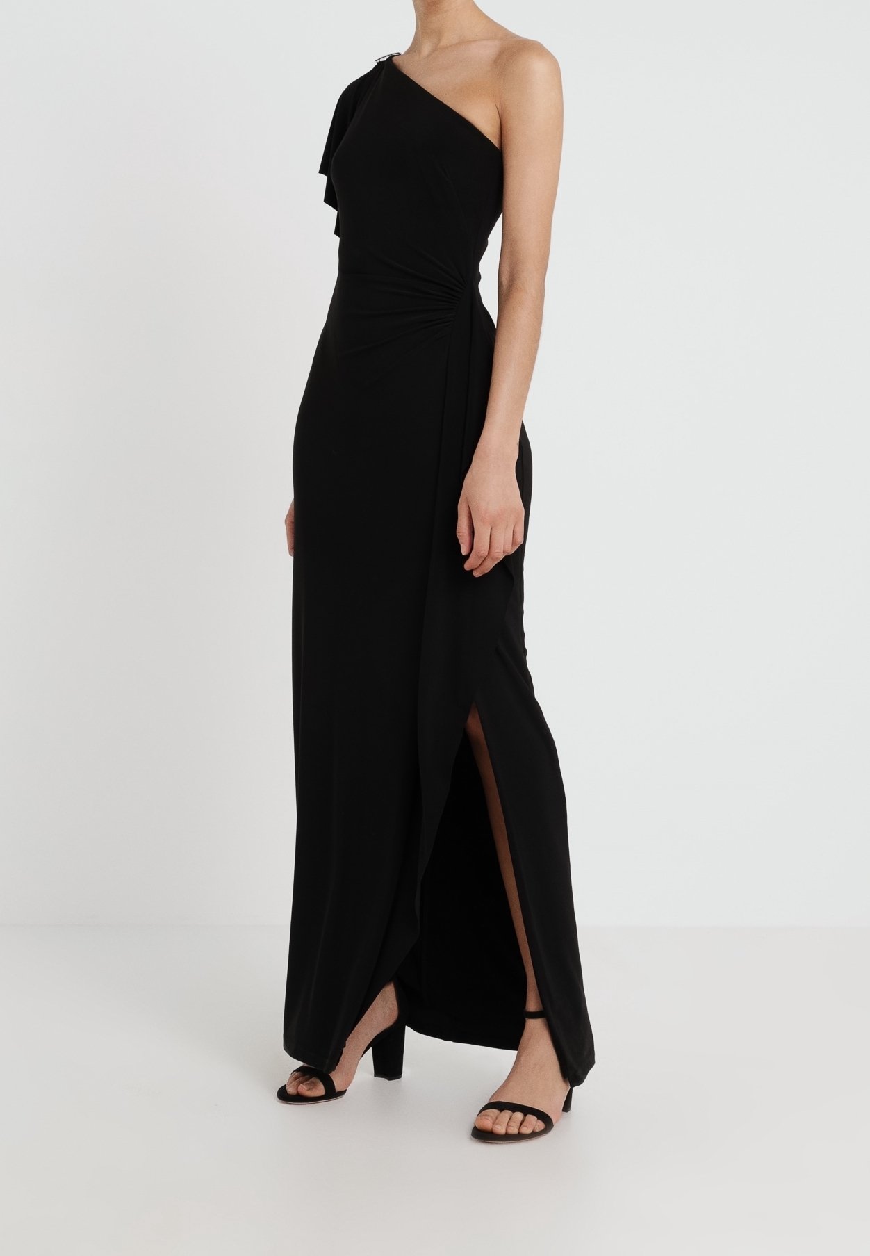knee length dresses for ladies Polo Ralph Lauren Halter Top Pleated Maxi Dress Black