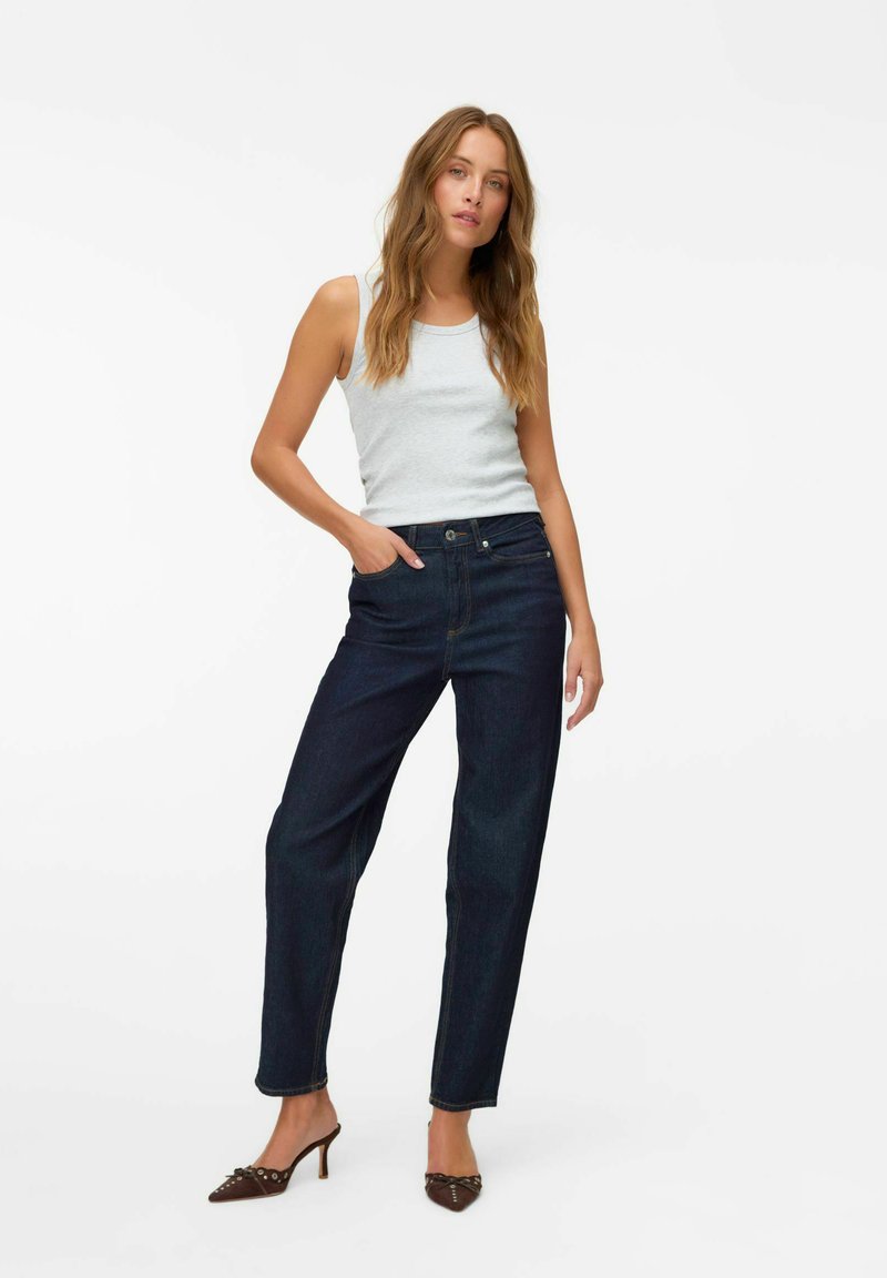 Vero Moda Petite VMTESSA RHINE WIDE - Wide leg - black denim/zwart