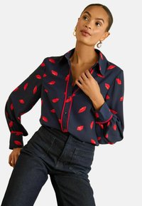LONG SLEEVE BUTTON THROUGH  - Blusa - navy lips print