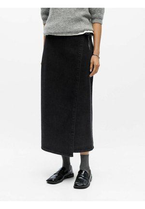 WICKEL - Zavinovací sukně - black denim