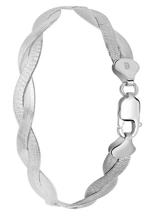Bracelet en chaîne tressée en argent sterling avec un fermoir homard poli et sécurisé.
