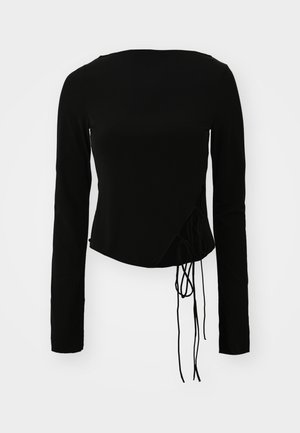 Weekday TAYLA SIDE TIE - Langærmet T-shirt - black