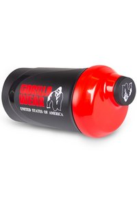 Zwarte en rode geïsoleerde waterfles met een afgeronde dop, featuring de tekst en grafische afbeelding "GORILLA WEAR" en "VEREENIGDE STATEN VAN AMERIKA" op de zijkant.