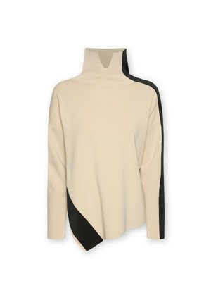 Elena Mirò, MAGLIA DOLCEVITA CON BORDO ASIMMETRICO - Jumper - beige