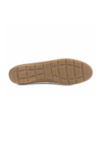 Schoenzool in tann rubber met een textuurpatroon in rastervorm, voorzien van rechthoekige en ovale vormen voor grip, ontworpen voor comfort en duurzaamheid.