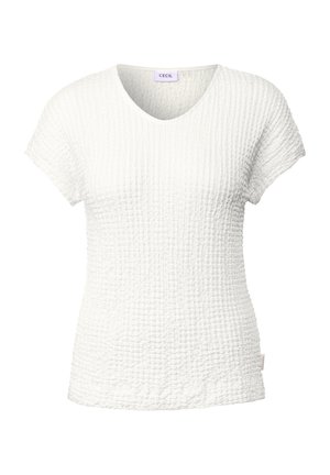 Cecil STRUKTUR - Basic T-shirt - weiß