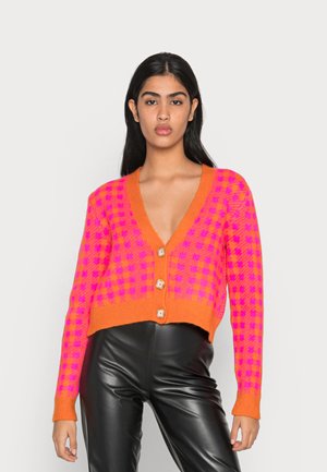 VICHEKINA V NECK CARDIGAN - Cardigan - fuchsia pinkchecks