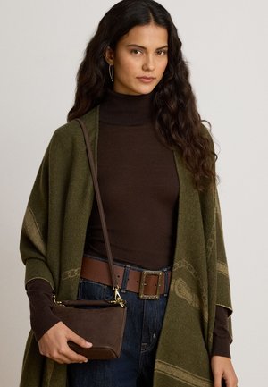 Lauren Ralph Lauren, EMBOSSED NUBUCK MINI BLAIKE SHOULDER BAG - Τσάντα χειρός - chestnut brown
