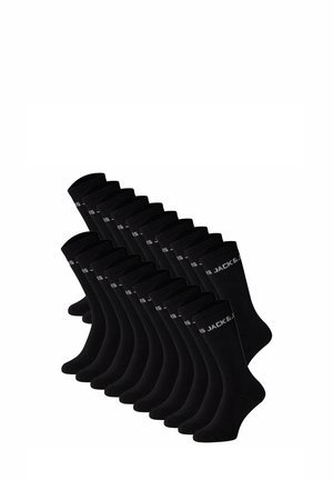Schwarze Baumwollsocken in einem Paket mit mehreren Paaren. Mit einem gerippten Design und Logo-Details am oberen Bündchen. Klassische Knöchellänge.