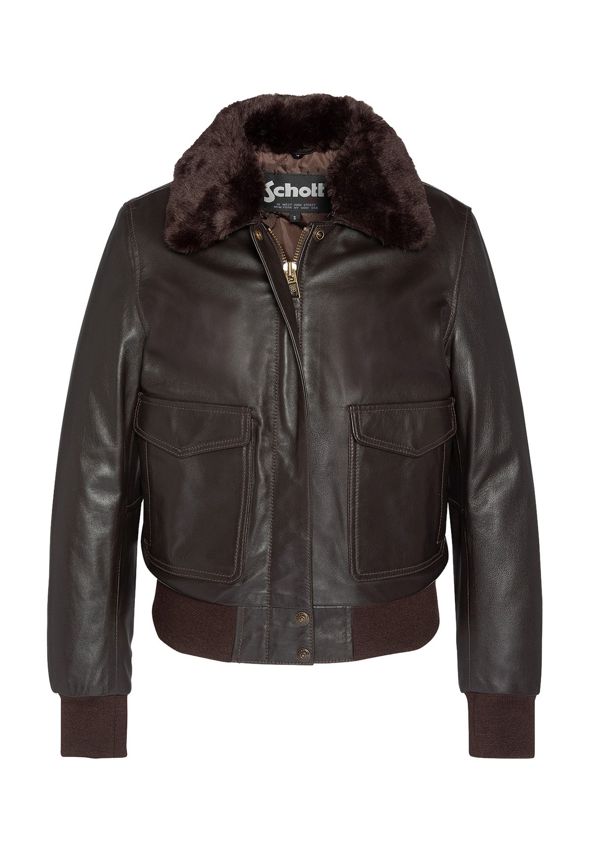 Schott Leather jacket dark brown Zalando - Main Image