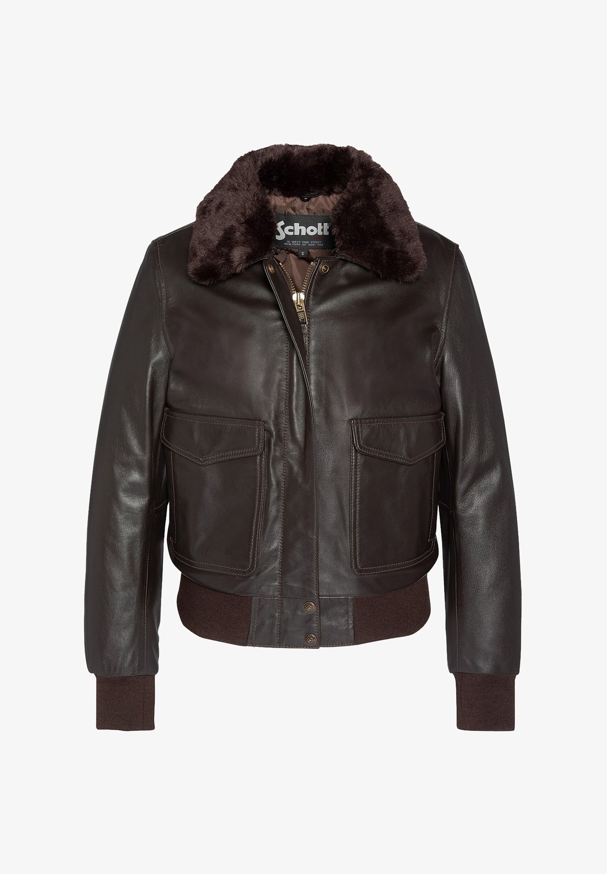 Schott Leather jacket dark brown Zalando - Main Image