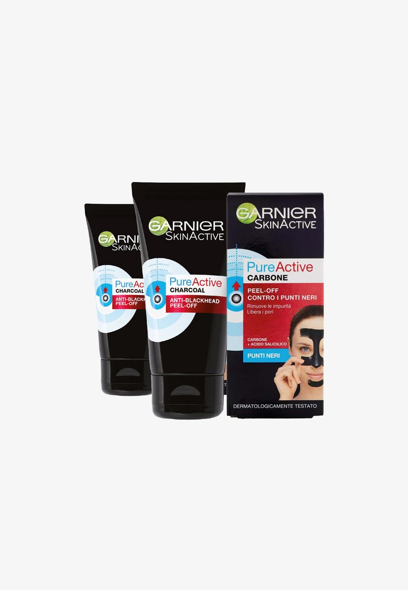 Garnier - MASCHERA PEEL-OFF PURE ACTIVE CHARCOAL, GEL DETERGENTE ARRICCHITO CON CARBONE E ACIDO SALICIDICO, PERFETTO PER LA ZONA T, ANTI IMPERFEZIONI E PUNTI NERI, 50 ML - 2 PACK - Maschera viso - trasparente, Ingrandire