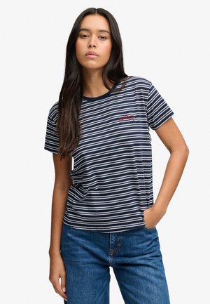 Superdry & Co, ESSENTIAL LOGO STRIPED - T-shirt imprimé - richest navy stripe