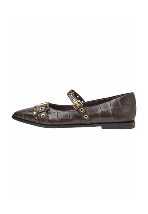 Ankle strap ballet pumps - mocca croco