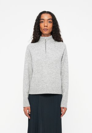 TROYER LONG SLEEVE ZIPPER - Svetrík - stone melange