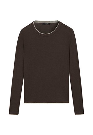 Massimo Dutti LONG SLEEVE WITH DOUBLE FINISH - Top s dlouhým rukávem - dark brown