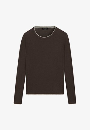 Massimo Dutti LONG SLEEVE WITH DOUBLE FINISH - Top s dlouhým rukávem - dark brown