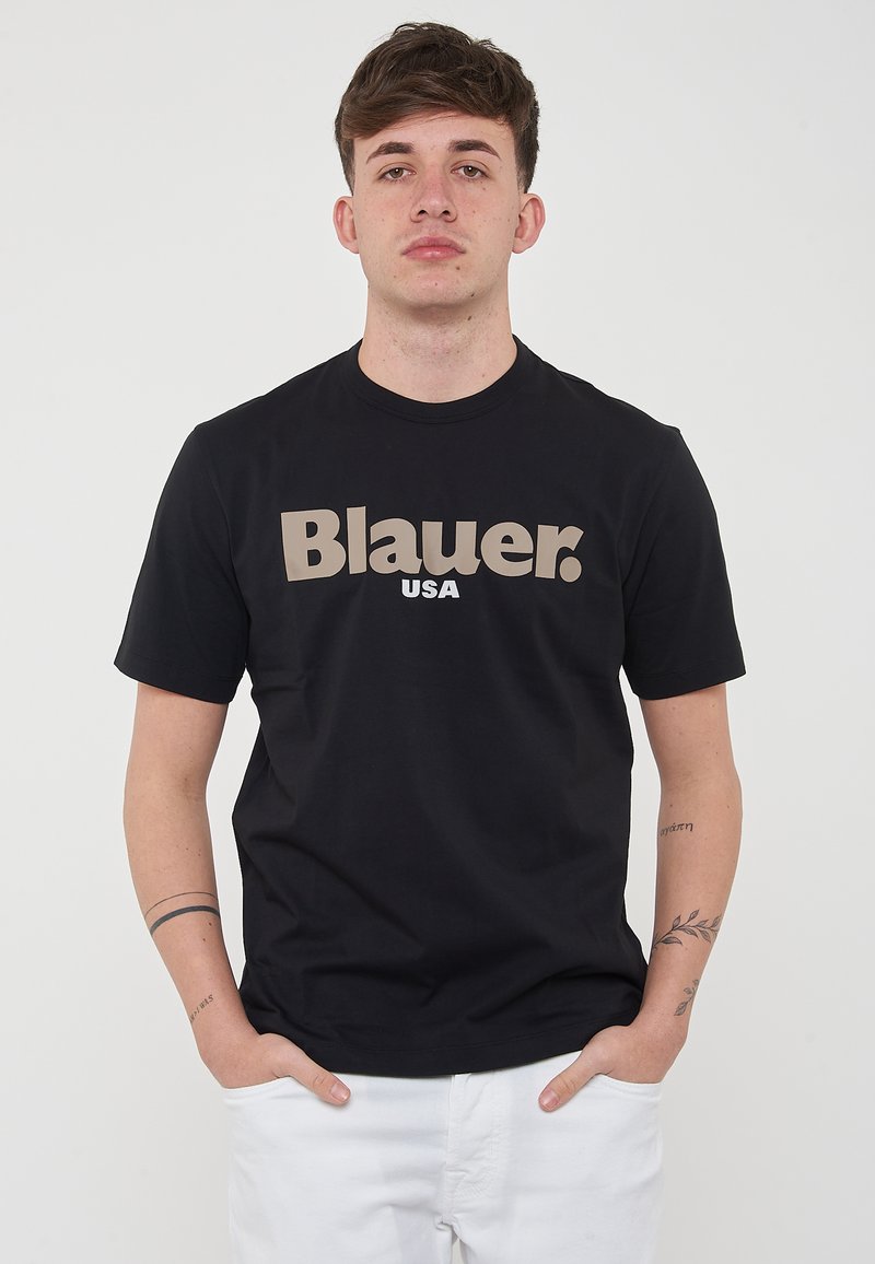Blauer T-shirt Nera Con Stampa Per Bambino 26SBLKH02513-999 main image 1