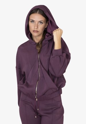 Felpa con zip - rosso scuro
