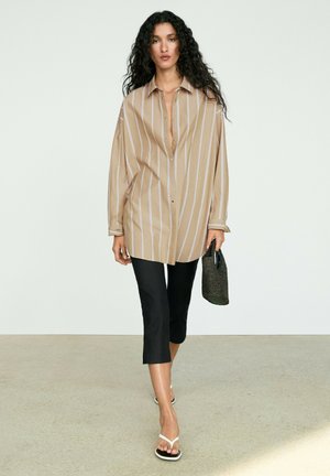 Massimo Dutti, STRIPED SHIRT WITH BOBBLE DETAIL - Chemisier - dark brown