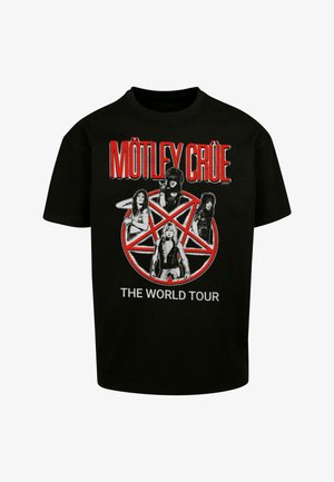 Fekete pamut póló, középen négy figura és egy piros pentagramm grafikával, rajta a "MÖTLEY CRÜE" és "A VILÁG TURNÉ" feliratokkal.