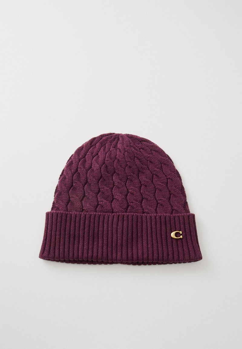 COACH CABLE BEANIE - Kapa - oxblood