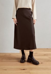 Lindex MARIA - A-linjekjol - dark brown