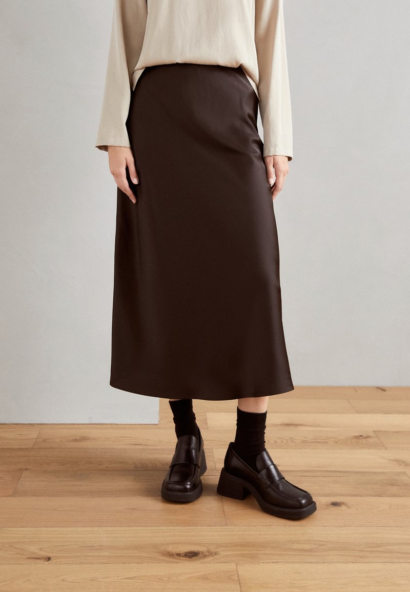 Lindex MARIA - A-linjekjol - dark brown
