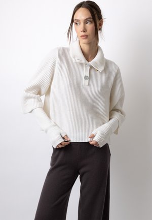 FTC Cashmere, RIB PONCHO PULLOVER - Maglione - white