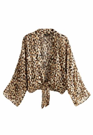 TIE FRONT KIMONO COVER-UP - Leichte Jacke - animal gold sparkle
