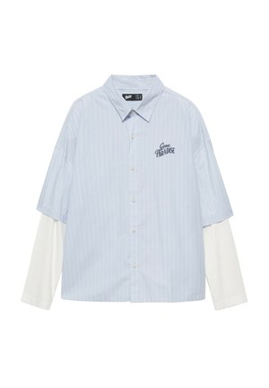 PULL&BEAR, DOUBLE-SLEEVE STRIPED WITH GRAPHIC - SHIRT - Chemise - light blue