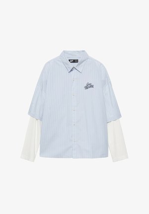 PULL&BEAR, DOUBLE-SLEEVE STRIPED WITH GRAPHIC - SHIRT - Chemise - light blue