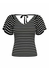 ONLLEELO STRIPE BACK V NECK - Potiskana majica - black
