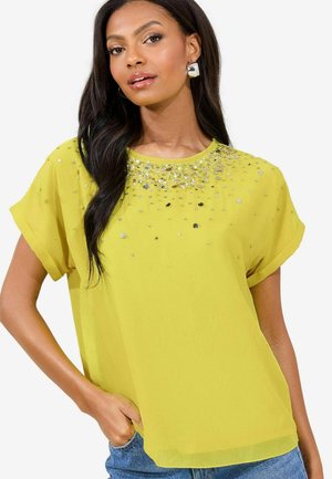 REGULAR FIT - SEQUIN - Print T-shirt - yellow