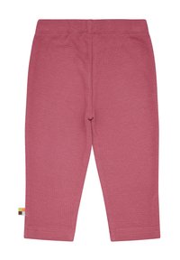 Roze katoenleggings met een gestructureerd, ribbelontwerp. Voorzien van een elastische tailleband en een accentlabel in meerdere kleuren aan de zoom.