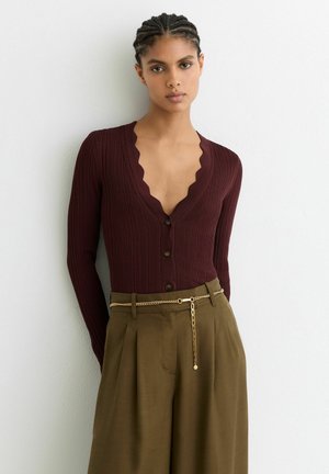VINNY - SCALLOP-TRIM - Kardigán - burgundy