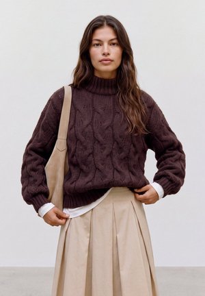 Vero Moda, VMMAYBE LS HIGH NECK CABLE PULLOVER NOOS - Пуловер - chocolate torte